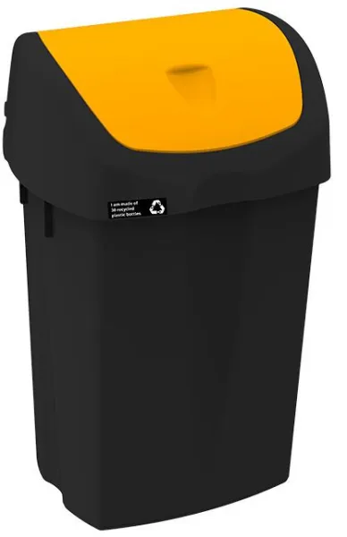 NRW šiukšliadėžė su geltonu sūpynės dangčiu, tvari, 25 l