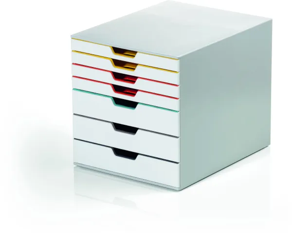 Durable Varicolor A4 stalčius su 7 skyriais, baltas