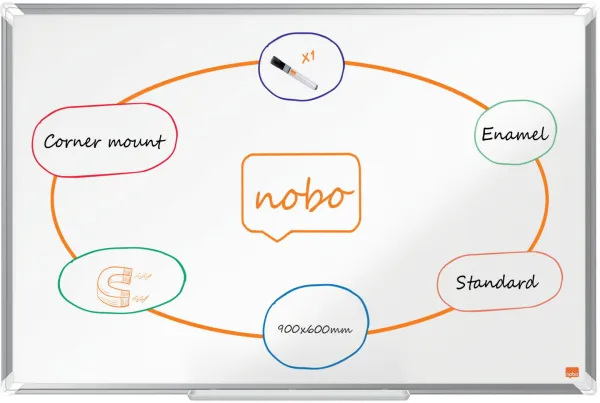 Nobo Premium Plus emaliuota magnetinė lenta 90x60cm balta