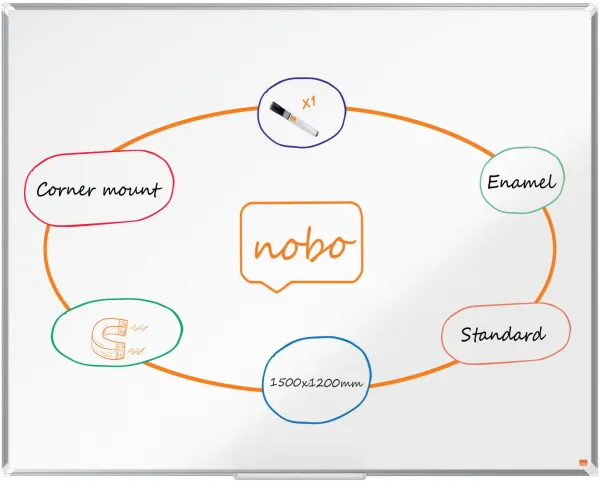Nobo Premium Plus emaliuota magnetinė lenta 150x120cm balta
