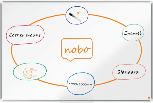 Nobo Premium Plus emaliuota magnetinė lenta 150x100cm balta
