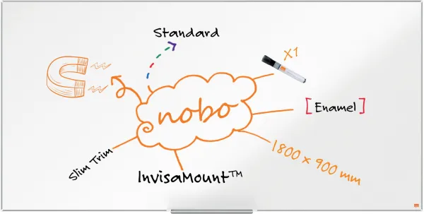 Nobo Impression Pro emaliuota magnetinė lenta 180x90 cm balta